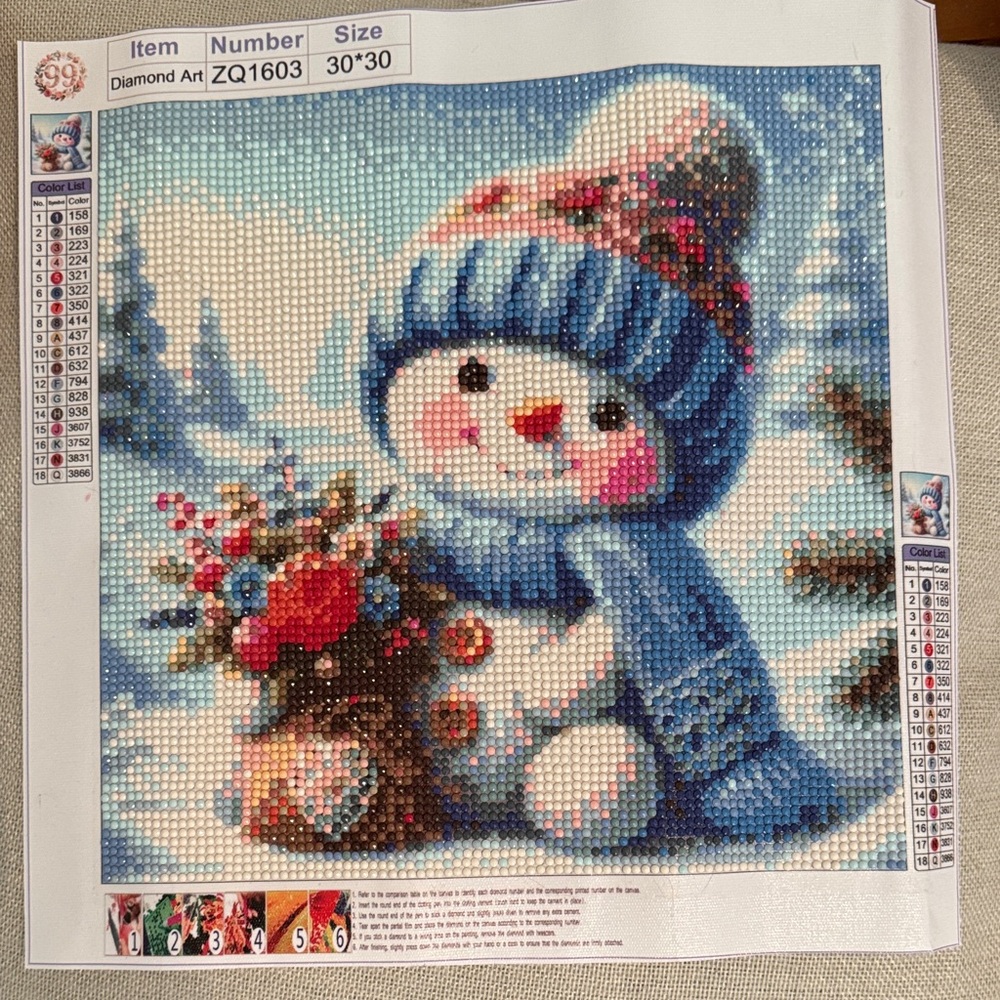 Festive Snowman Diamond Art Kit